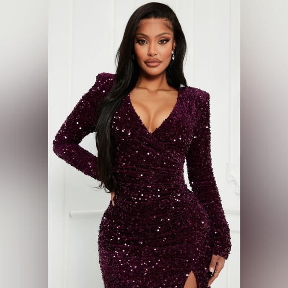 Lina Sequin Maxi Dress - Purple - Picture 3 of 8